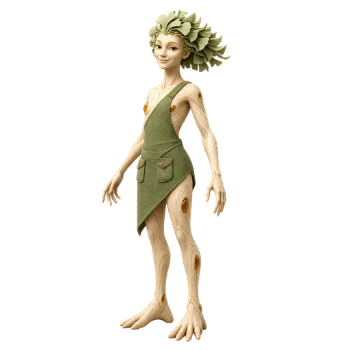 Fern, a birchwood woodland keeper with leafy hair